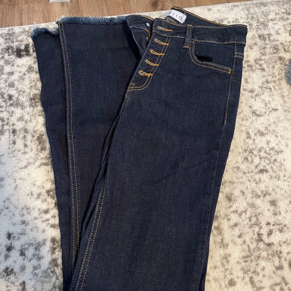 Cello high rise fringe, flare jeans. Size 3